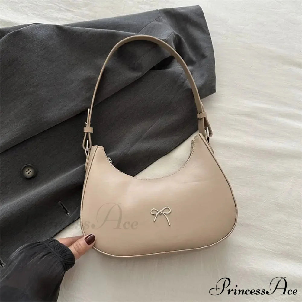 Bowknot Solid Synthetic Leather Shoulder Bag color3 shoulder-250126
