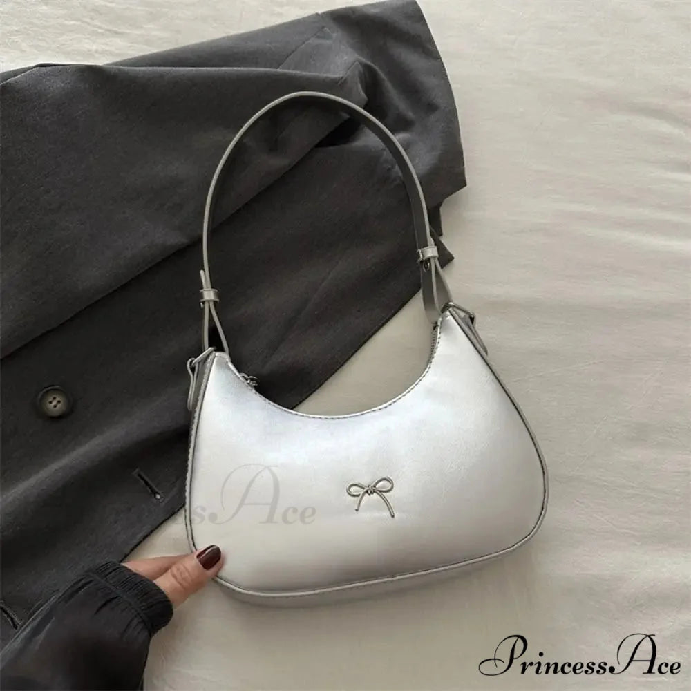 Bowknot Solid Synthetic Leather Shoulder Bag color5 shoulder-250126