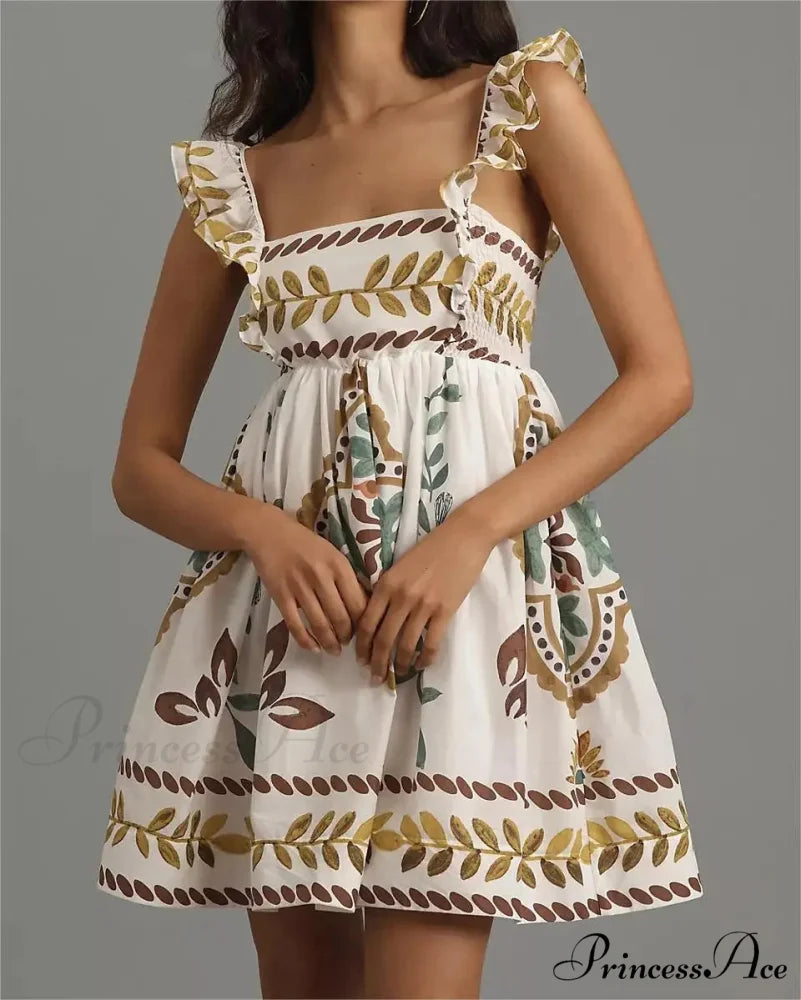 Box Neck Baggy Short Dress white / S minidress-250223