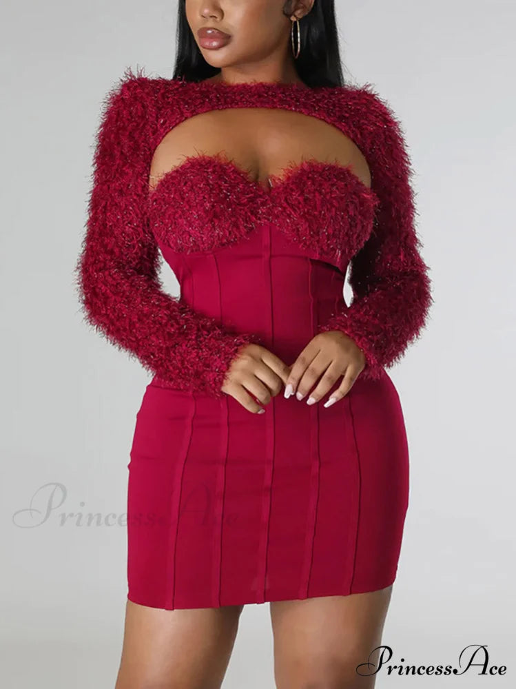 Braid Charming Leather Belt Red / L