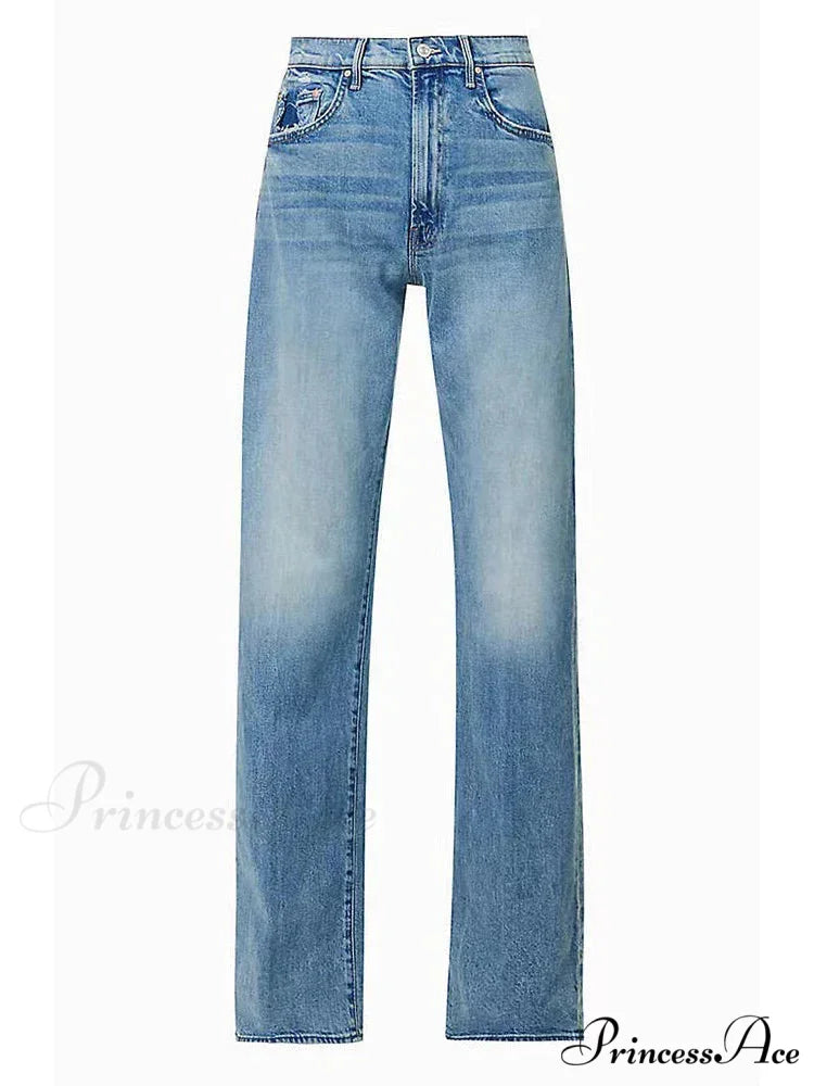 Brand M 2024 Loose Retro Denim High-waisted Slightly Flared Vintage 90s Korean Clothes Jean