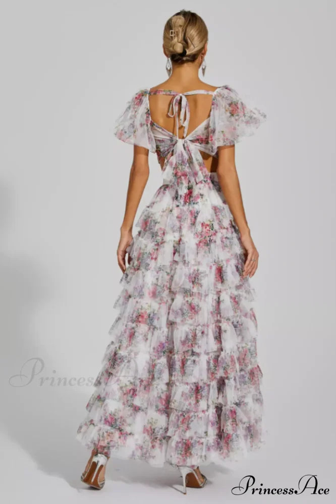 Braylee Purple Stylish Floral Ruched Set