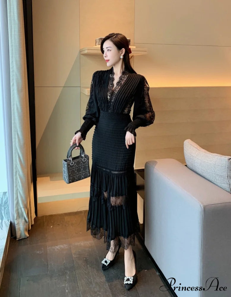Breasted Arm Sexy Flower Long and Single with Embroidery Tulle Full-Length Warm-Season Party Gown Layer Lace Ruffle
