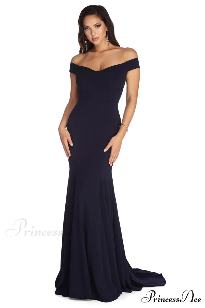 Briar Formal Off Charming The Shoulder Dress NAVY / XS