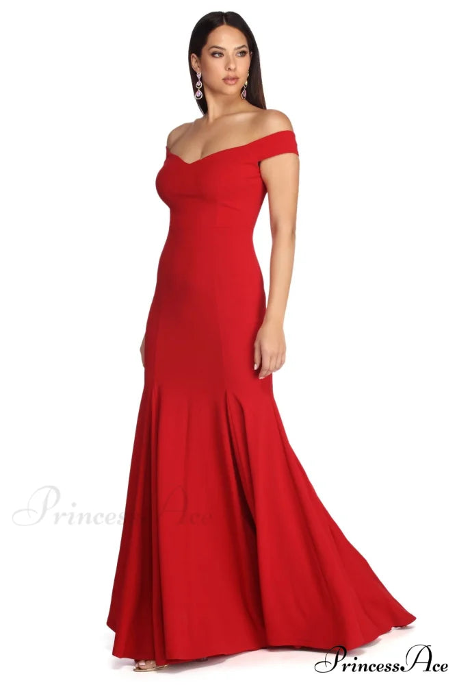 Briar Formal Off Charming The Shoulder Dress RED / XS