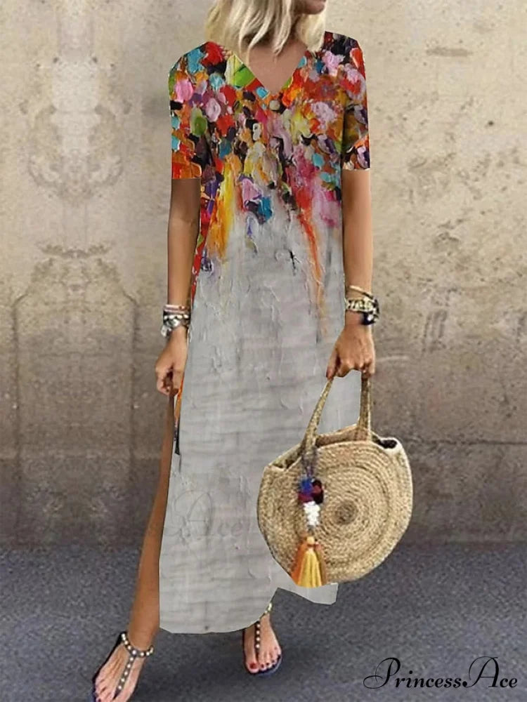 Brief Navy Gown M Fashion Design Black Warm-Season T Abstract Gown Blouse Arm Casual 2024 Full-Length Blue L Red Spring