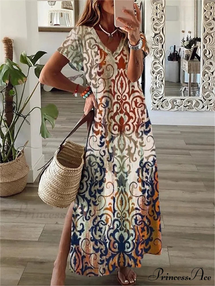 Brief Navy Gown M Fashion Design Black Warm-Season T Abstract Gown Blouse Arm Casual 2024 Full-Length Blue L Red Spring