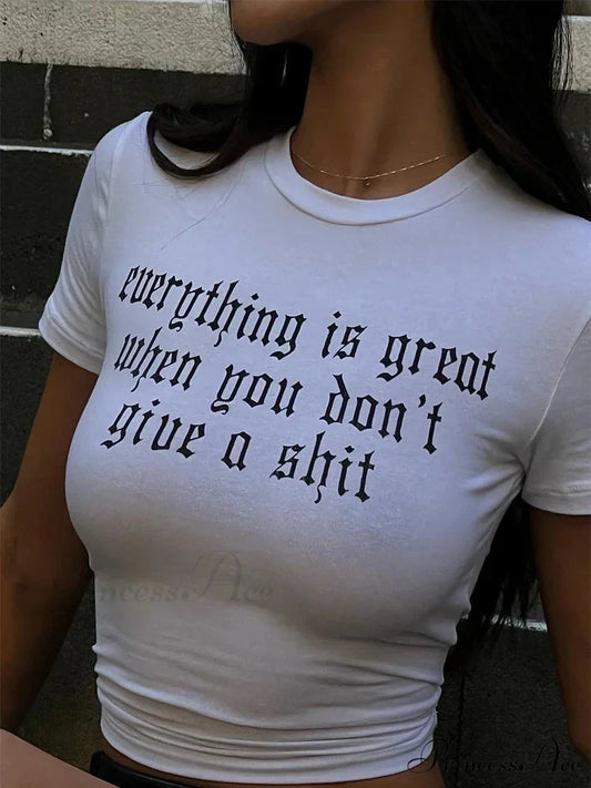 Brief Sleeve Letter Print Infant Tee T-shirt WHITE / S t-shirt-250223