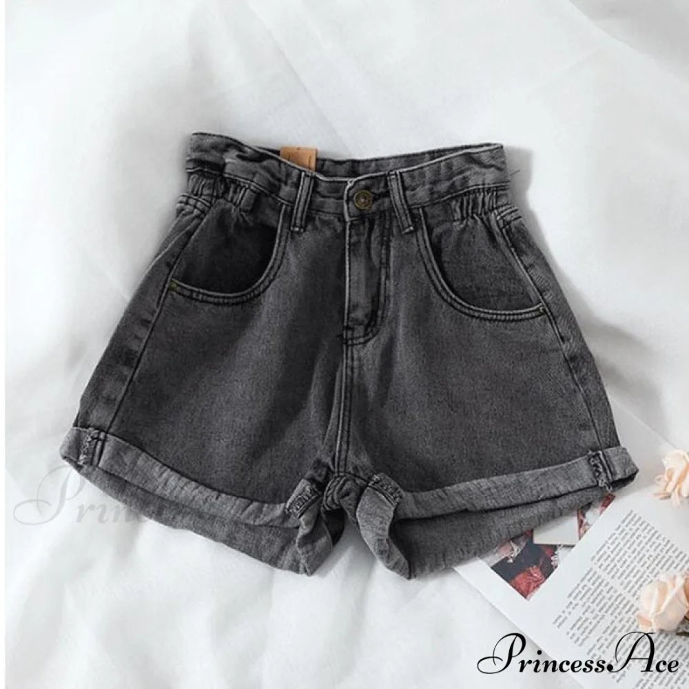 Brief Warm-Season Casual Waist Fashion Elastic Leg Women High Jeans Shorts Waist Denim Wide Loose Size Plus Female dark