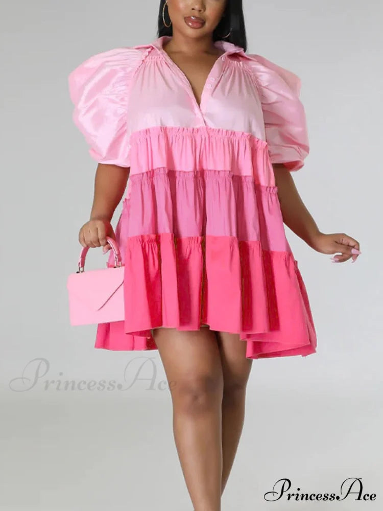 Brief Warm-Season Women - and Design for Sleeves Puff Color with Block Oversized Gown 2024 Collection