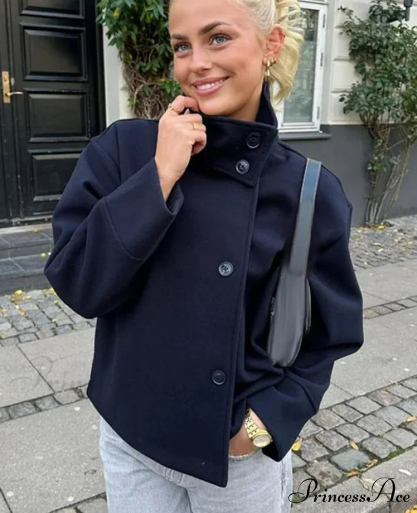 Brief Woolen Informal Collar Overcoat overcoats-241228