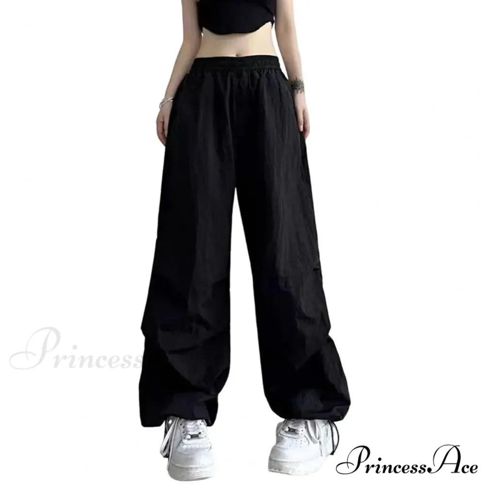Bright Drawstring Spacious Leg Cargo Pant Black / M pant-250223