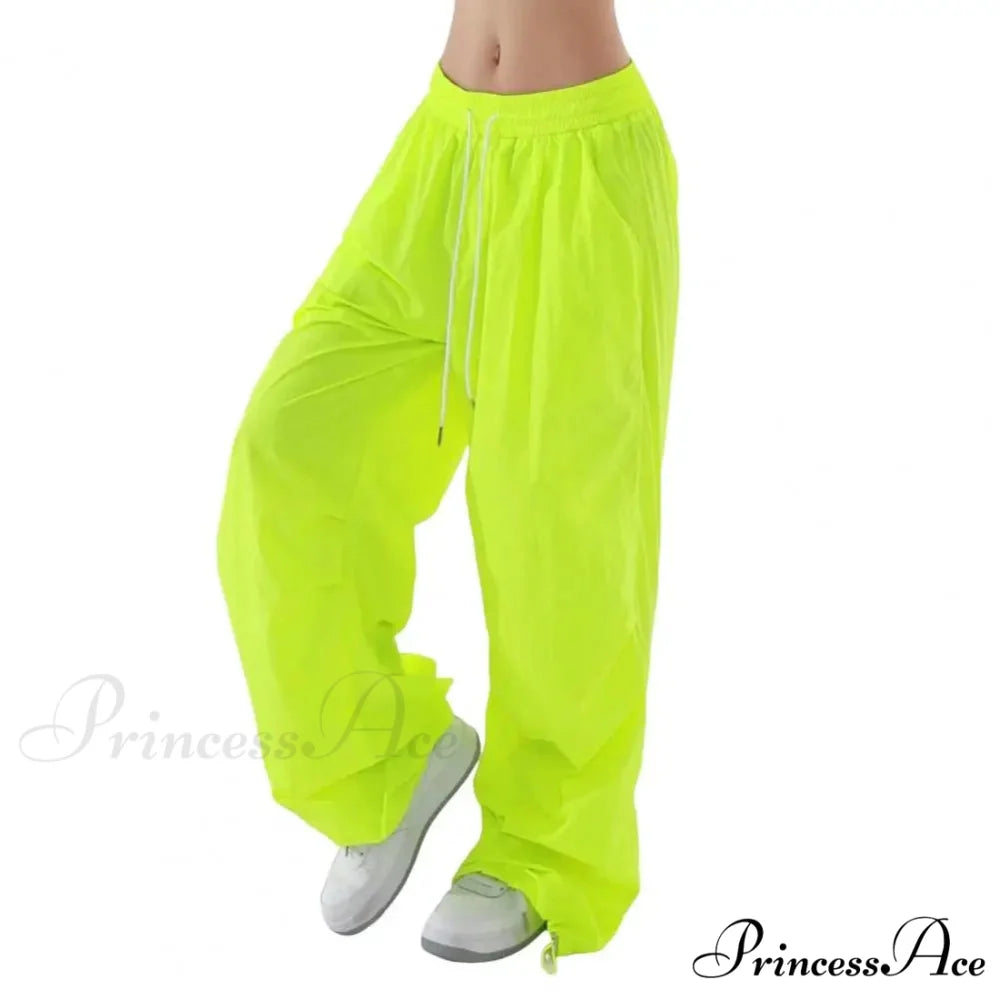 Bright Drawstring Spacious Leg Cargo Pant Grass Green / M pant-250223