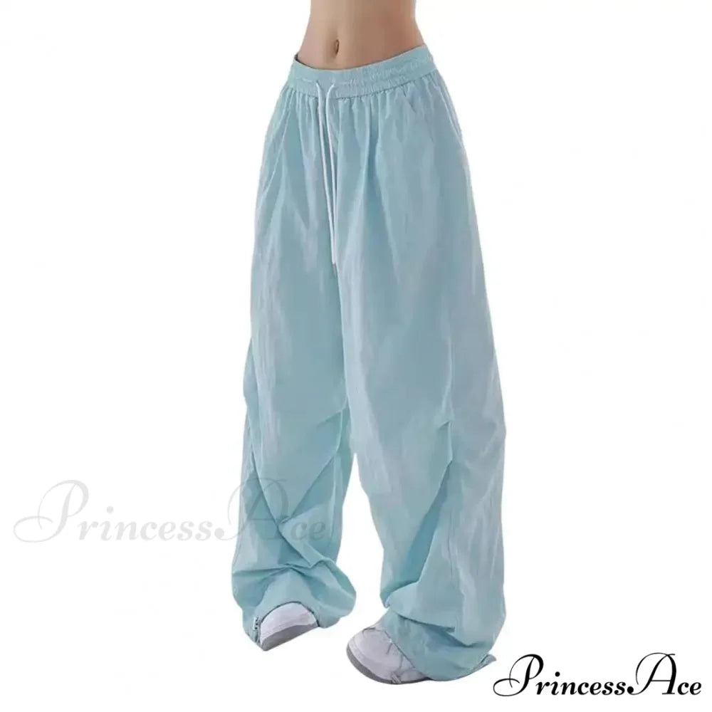 Bright Drawstring Spacious Leg Cargo Pant Light Blue / M pant-250223