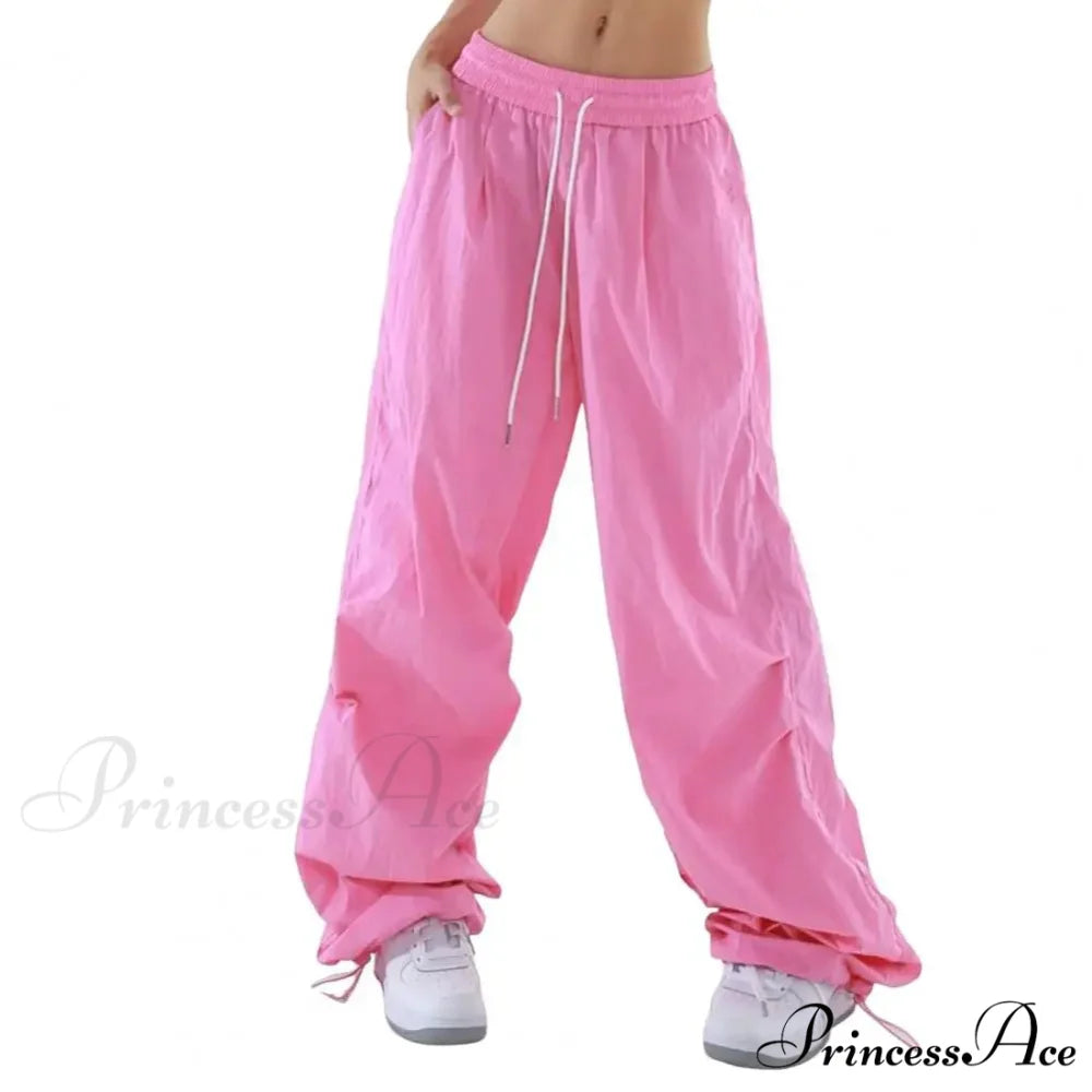 Bright Drawstring Spacious Leg Cargo Pant Pink / M pant-250223