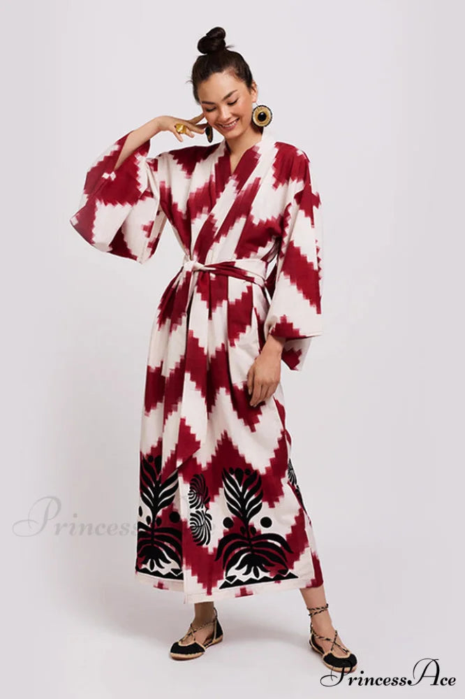 Brigitte One Of A Graceful Kind Ikat Maxi Kimono 12# / One Size