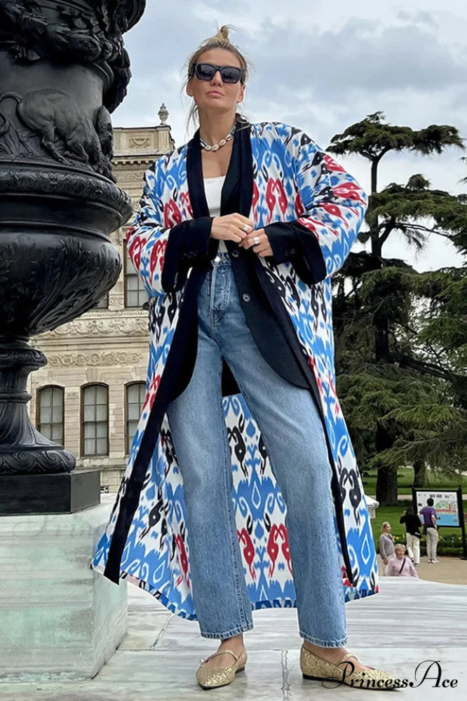 Brigitte One Of A Graceful Kind Ikat Maxi Kimono 9# / One Size