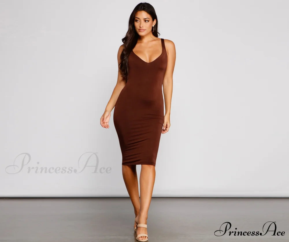 Bring On Basics Charming Sleeveless Midi Dress IVORY / L