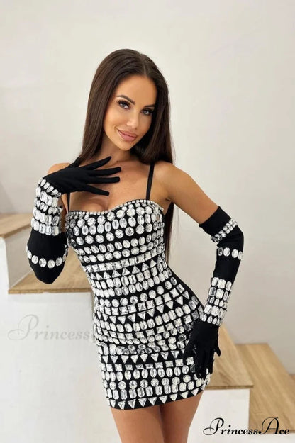 Brisbane Rhinestones Stylish Embellished Mini Dress