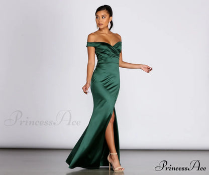Brit Formal Off Charming The Shoulder Dress HUNTER / S