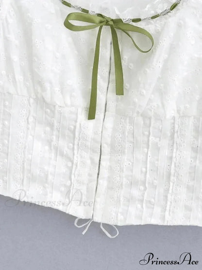 Broderie Lace Trim Trendy Crop Tank Top