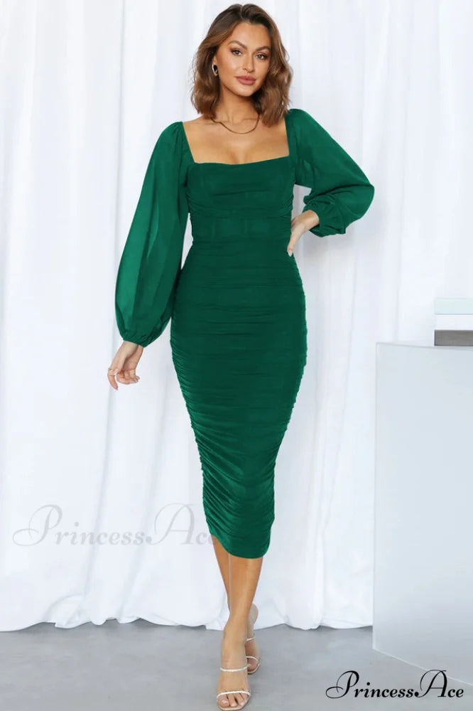 Brooklyn Love Stylish Midi Dress S / Emerald