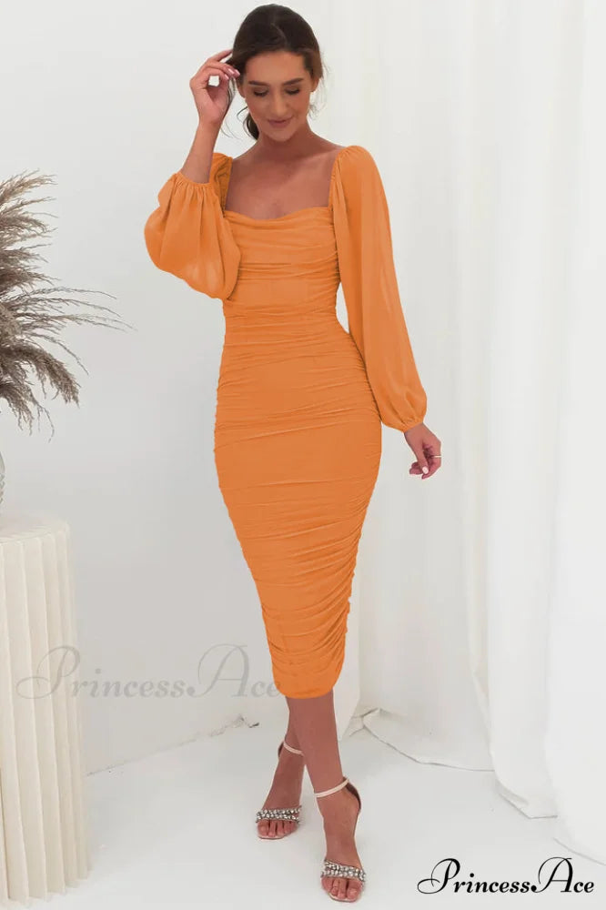 Brooklyn Love Stylish Midi Dress S / Tangerine