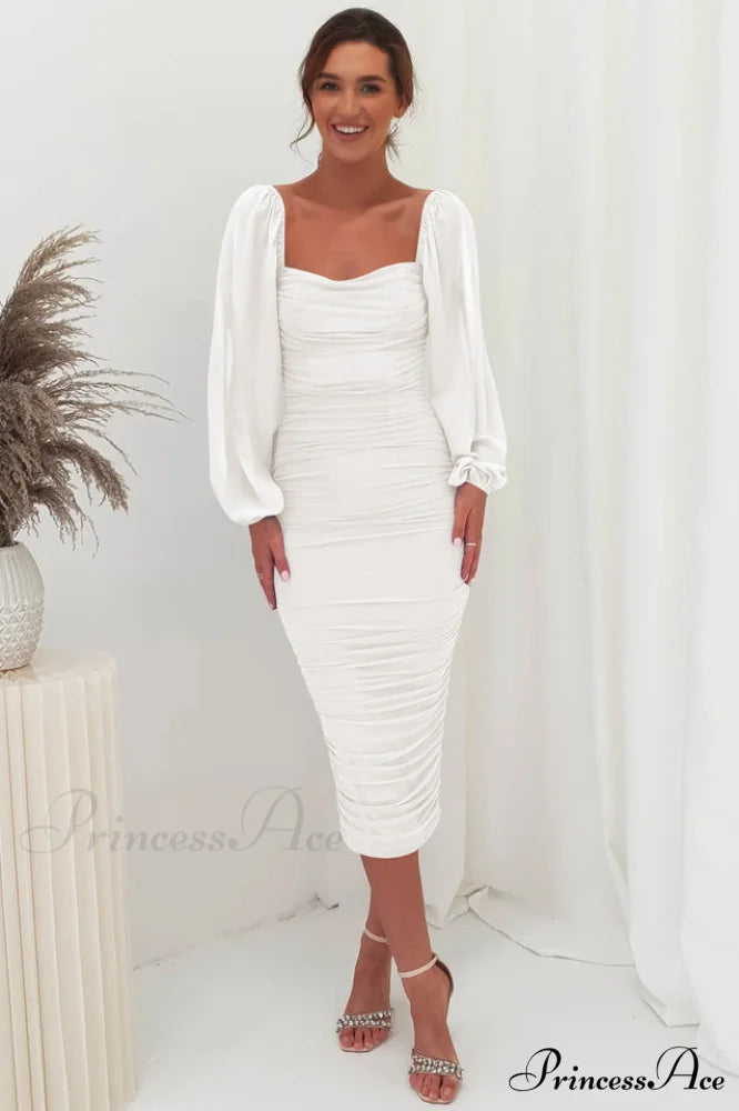 Brooklyn Love Stylish Midi Dress S / White