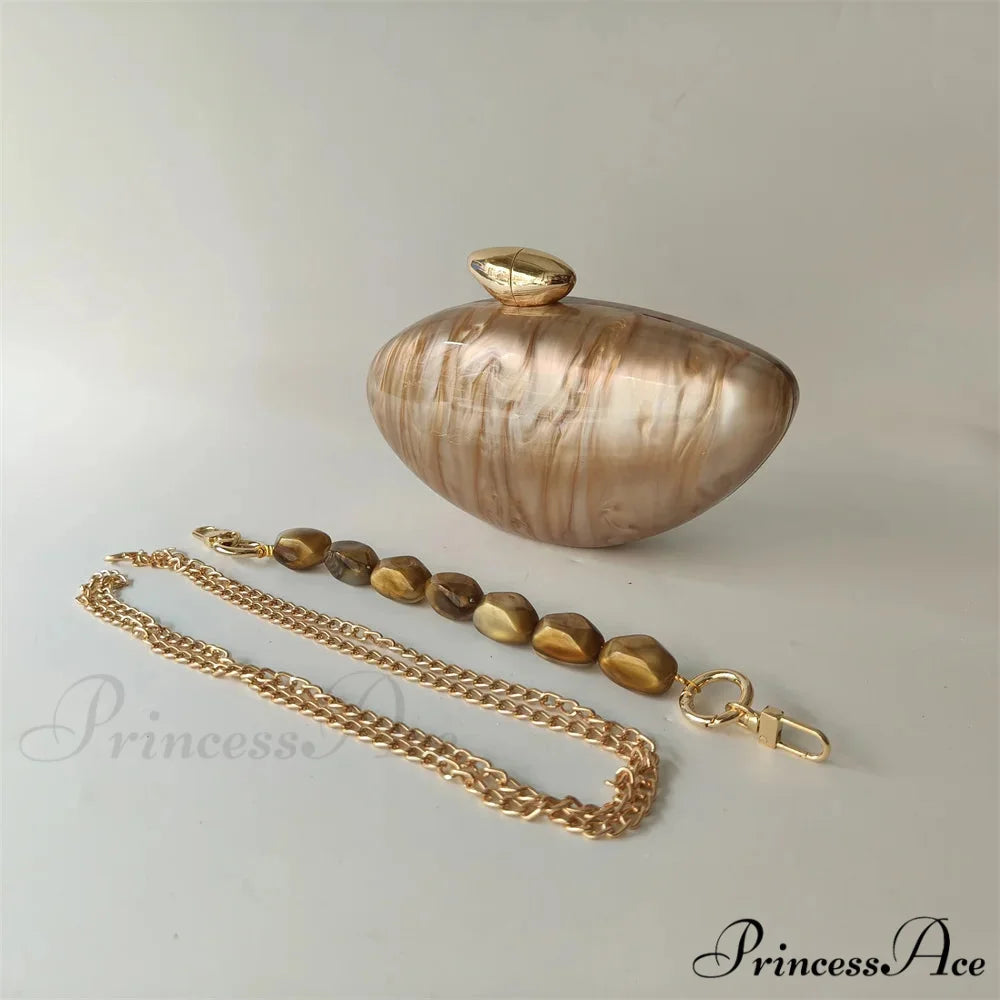 Brown Marble Acrylic Box Evening Clutch Bag beaded handle clutchbag-250126