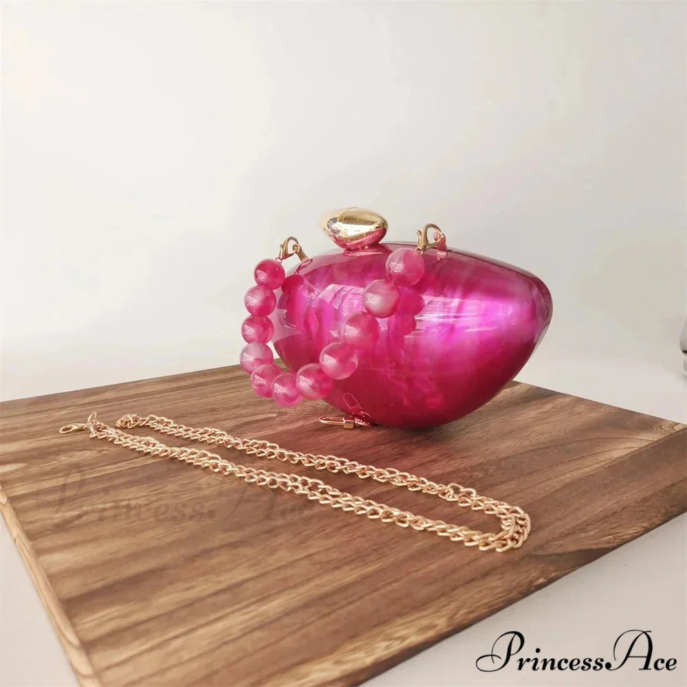 Brown Marble Acrylic Box Evening Clutch Bag beaded handle5 clutchbag-250126