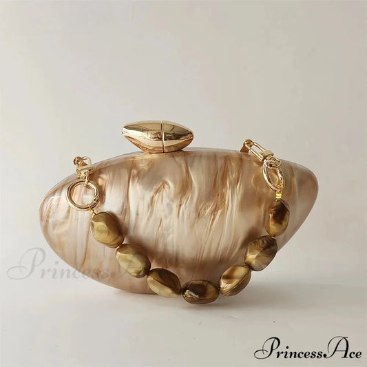 Brown Marble Acrylic Box Evening Clutch Bag clutchbag-250126