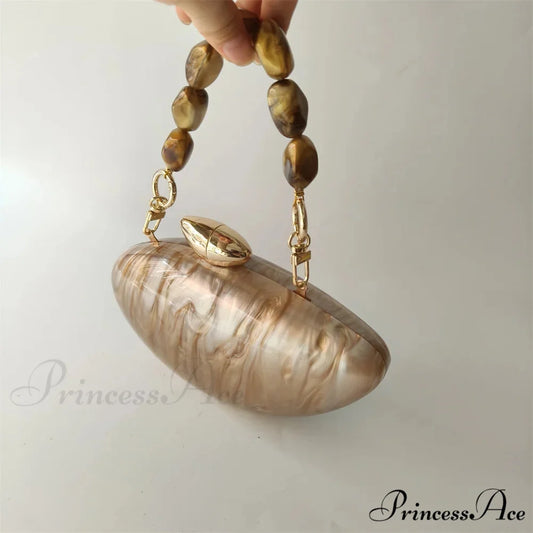 Brown Marble Acrylic Box Evening Clutch Bag clutchbag-250126