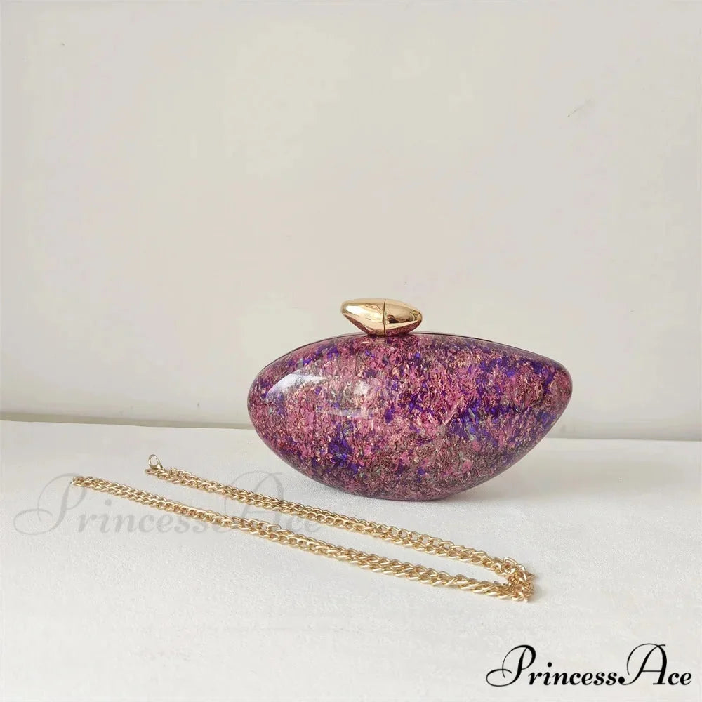 Brown Marble Acrylic Box Evening Clutch Bag o shape chain clutchbag-250126