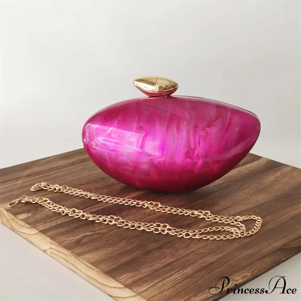 Brown Marble Acrylic Box Evening Clutch Bag o shape chain1 clutchbag-250126