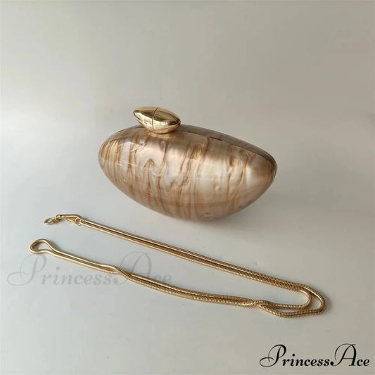 Brown Marble Acrylic Box Evening Clutch Bag snake chain clutchbag-250126