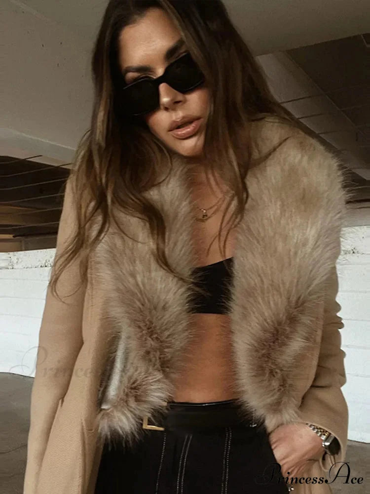 Brown Soft Faux Fur Informal Overcoat overcoats-241228