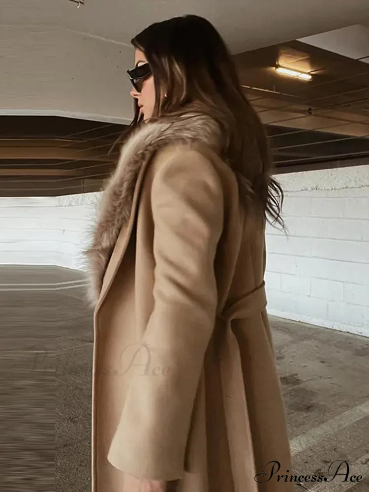 Brown Soft Faux Fur Informal Overcoat overcoats-241228