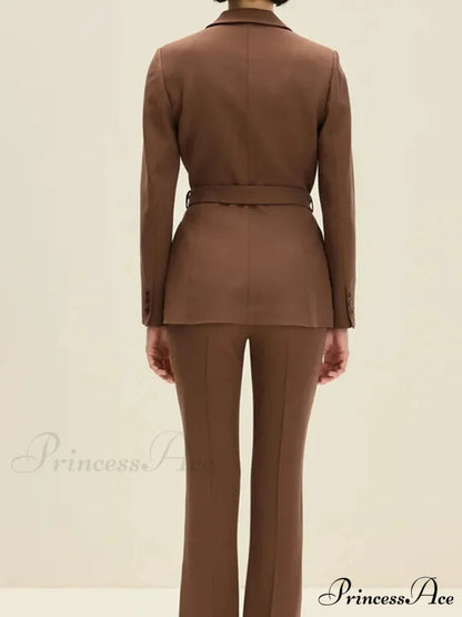 Brown Sophisticated Single Buttoned Suit Jacket coats-241228