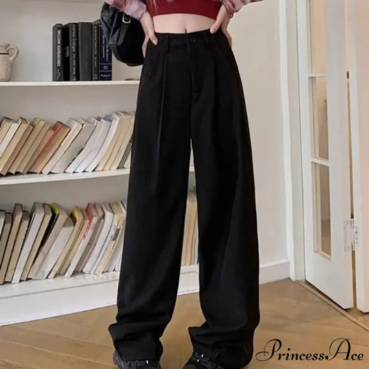 Brown Suit Baggy Office Trousers Black / S pants-241228