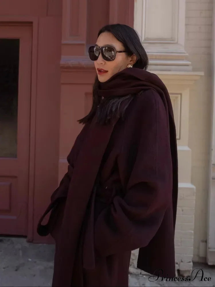 Brown Tender Fluffy Faux Fur Lapel Overcoat overcoats-241228