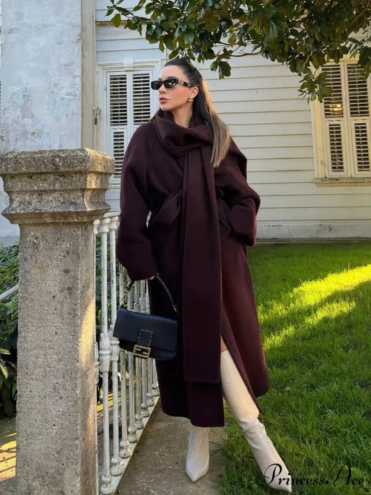 Brown Tender Fluffy Faux Fur Lapel Overcoat brown / S overcoats-241228