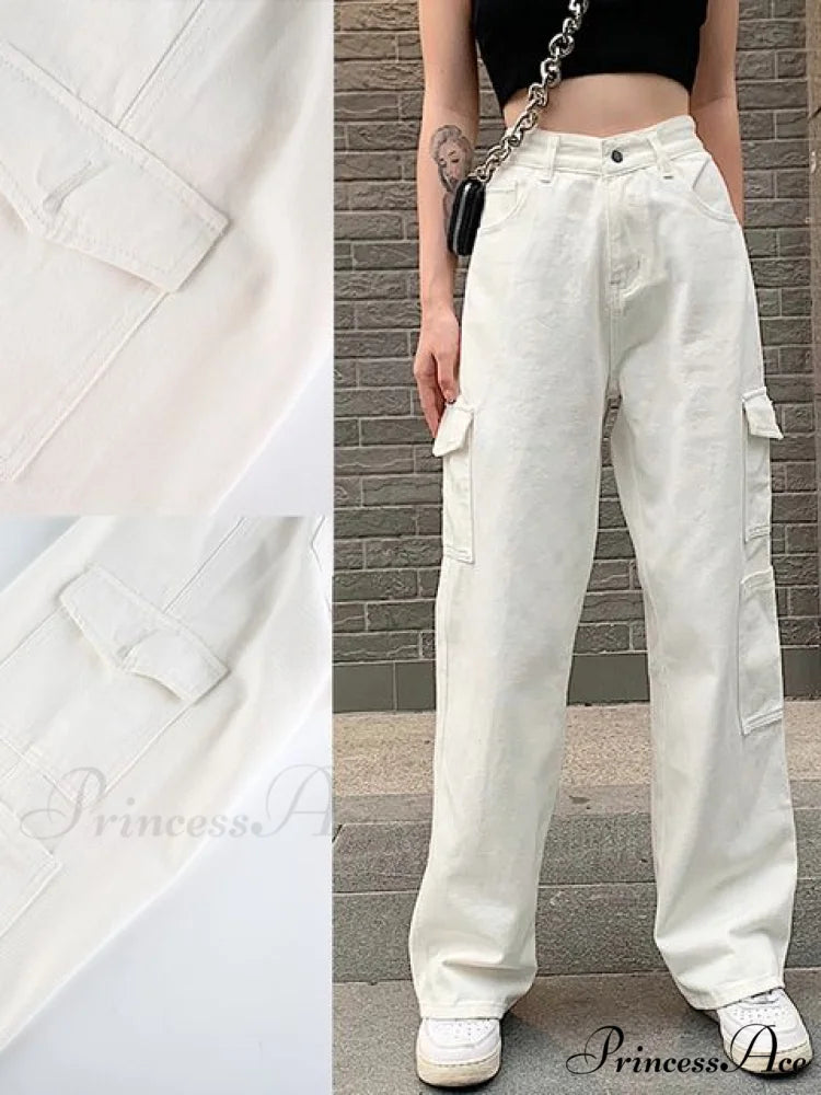Brown Vintage Baggy Jeans White-1881 / S