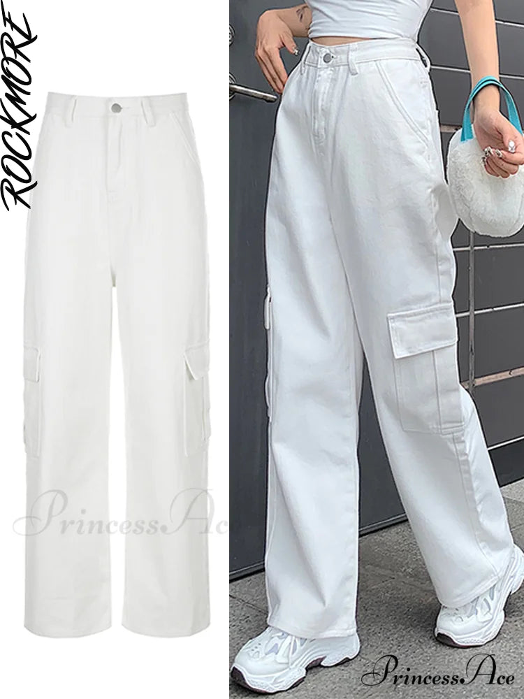 Brown Vintage Baggy Jeans White / S