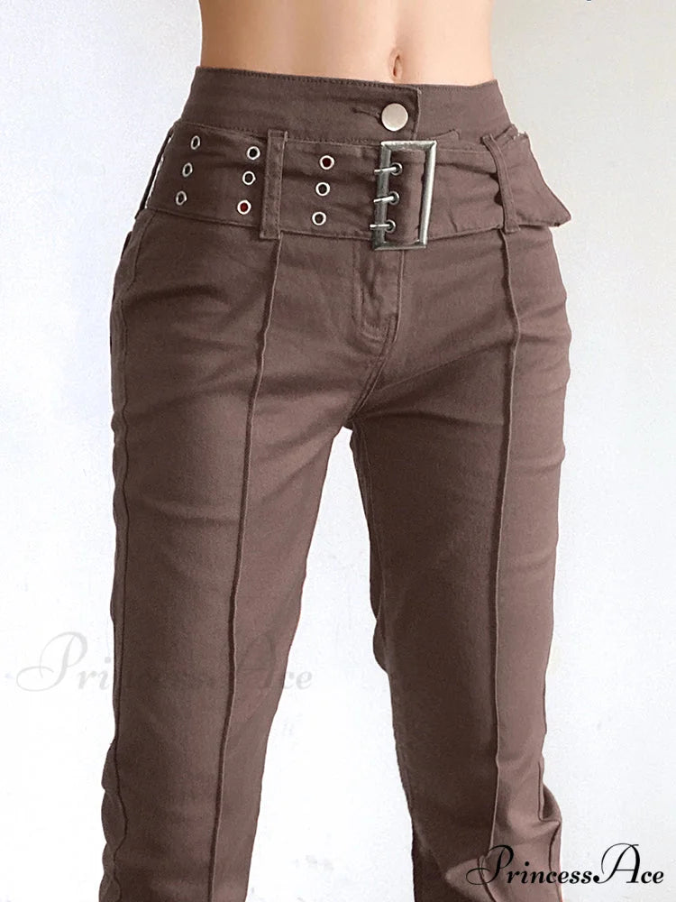 Brown Vintage Flared Hight Waist Jeans