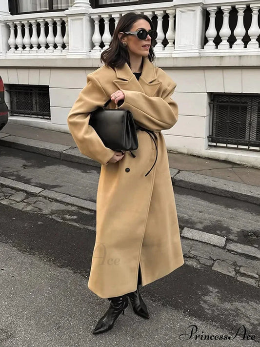 Brown Woolen Dual Buttoned Coat coats-241228