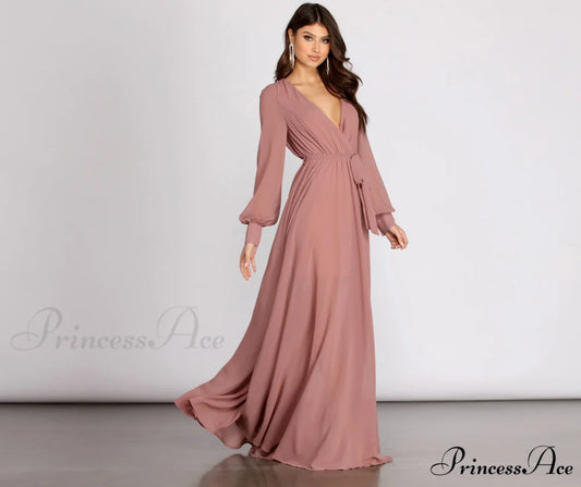 Bryn Chiffon Stylish A-Line Formal Dress MAUVE / S