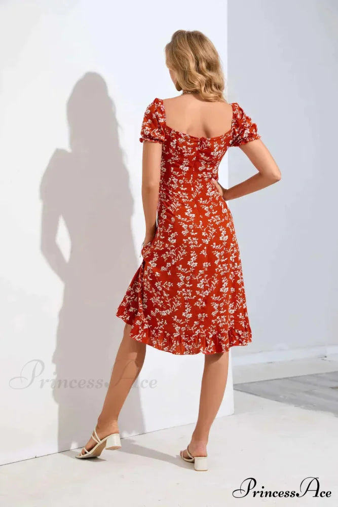 Bubble Flowered Arm Bohemian Dress