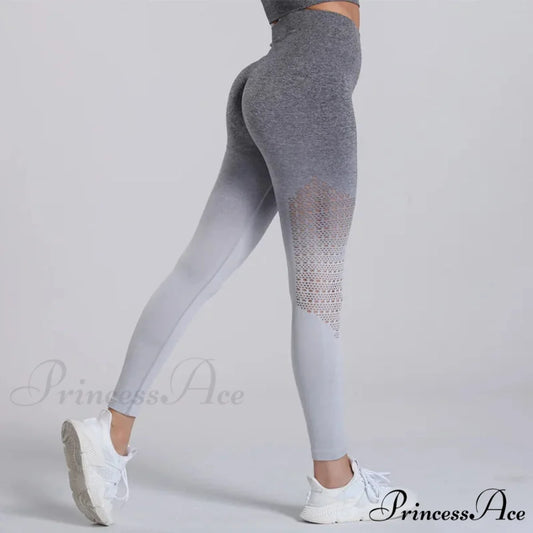 Bubble Push Up Seamless Fitness High Waist Legging Gray / S