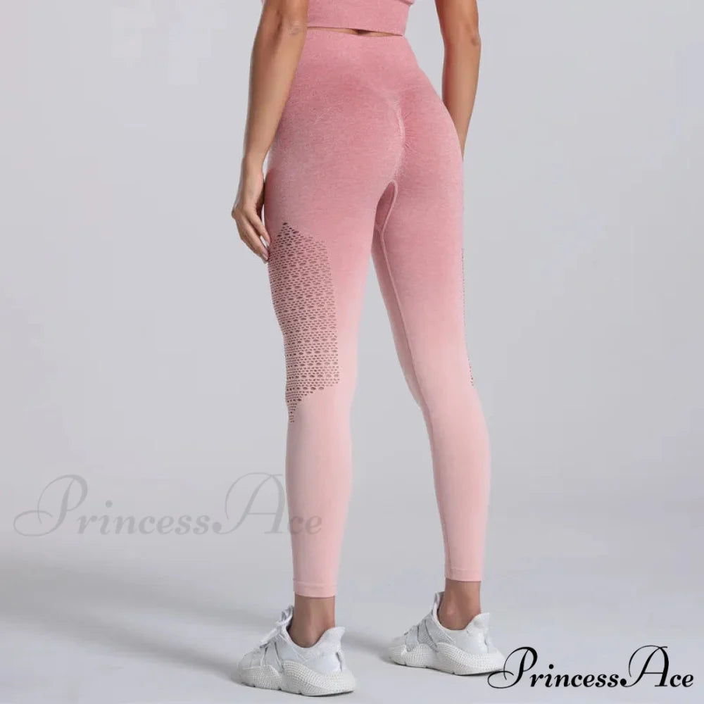 Bubble Push Up Seamless Fitness High Waist Legging Pink / S