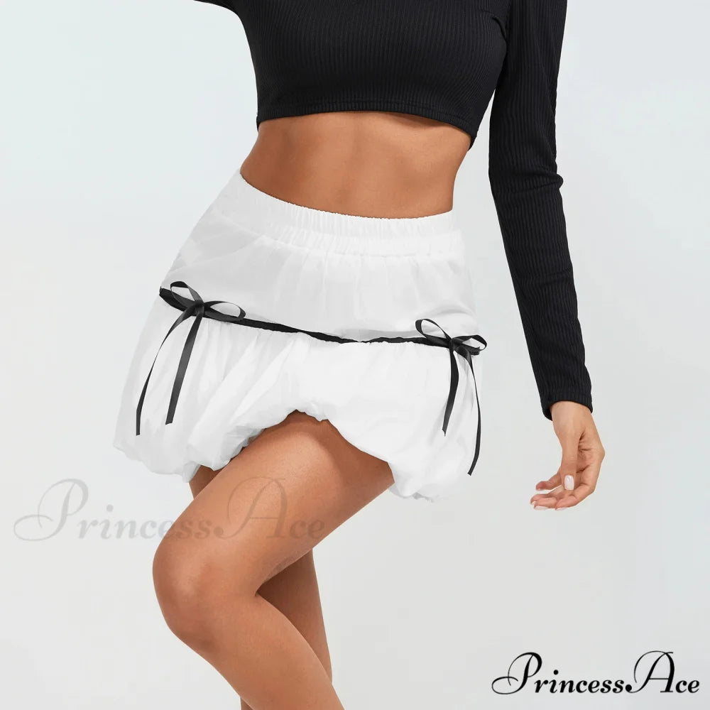 Bubble Ribbon A-Line Skirt skirts-250223